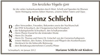 Traueranzeige von Heinz Schlicht von Pegnitz-Zeitung